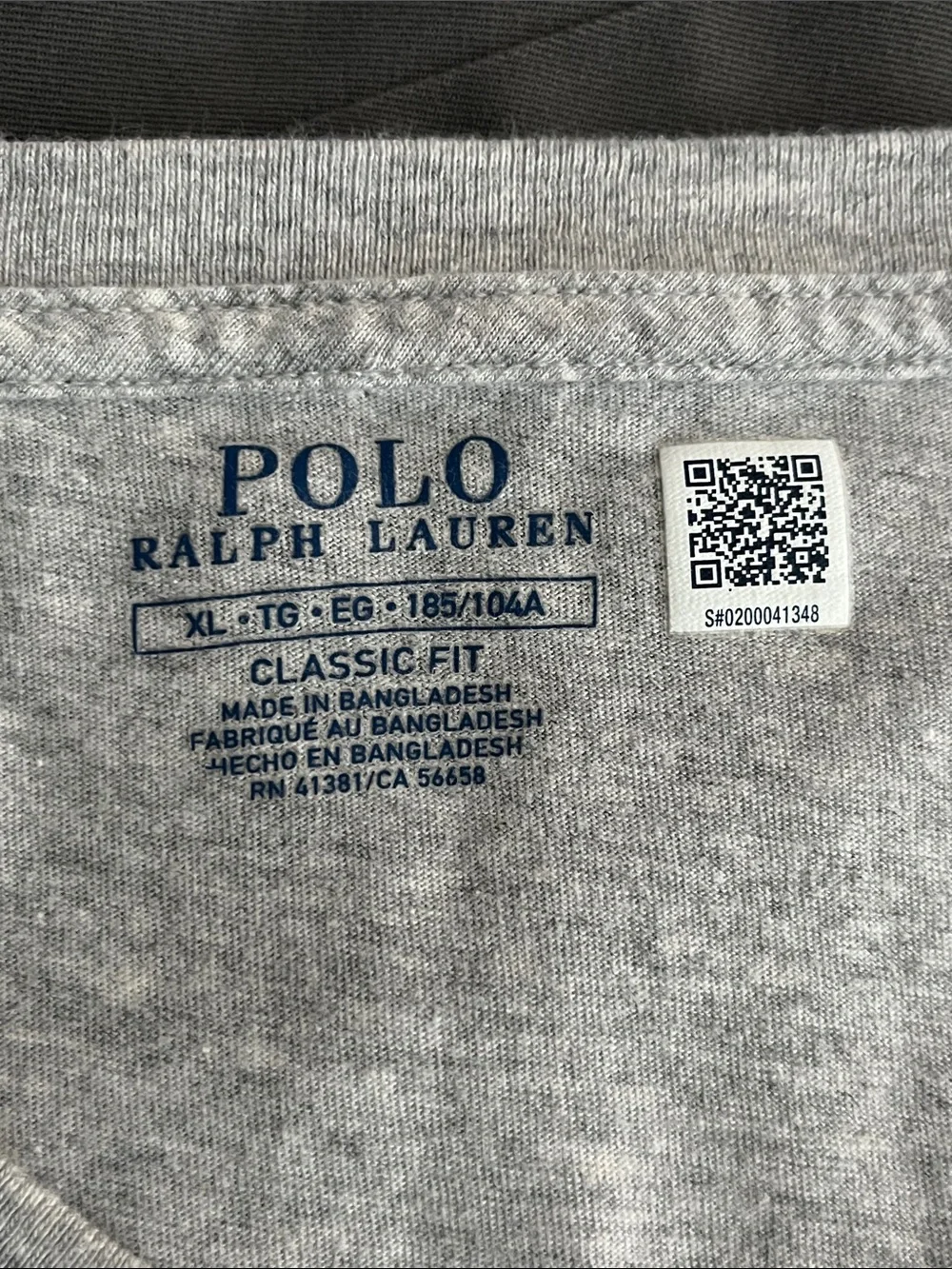 Polo Ralph Lauren XL Classic Fit V Neck Tee Gray Pony Logo Cotton Shirt